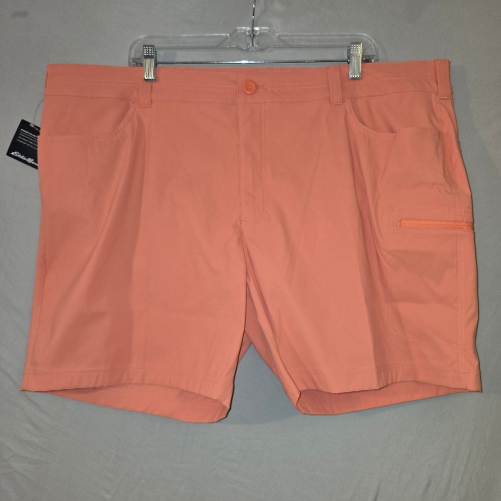 Eddie Bauer Rainier Shorts 24W Womens Coral Orange Stretch Hiking Outdoor UPF 50